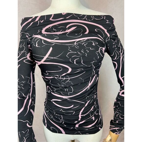 Vintage 90s Y2K Abstract Slinky Top Grunge Emo - Picture 2 of 6